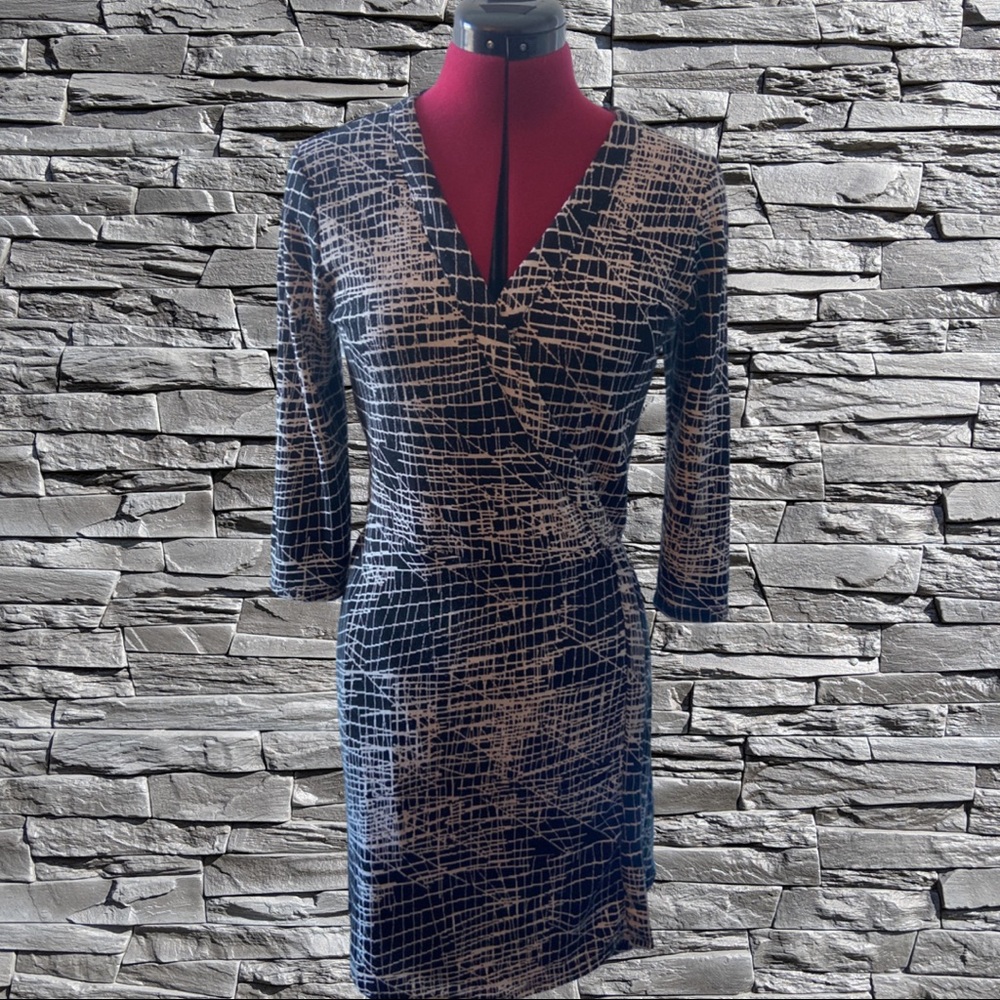 Black and white wrap dress